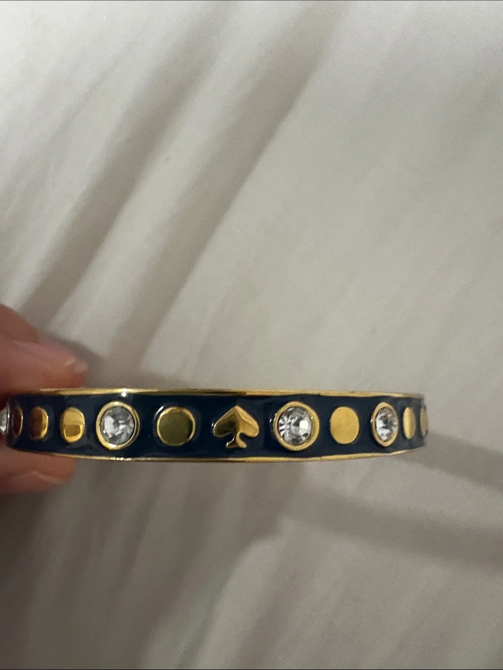 kate spade Gold-Tone Black Enamel Bangle with Crystal Accents - Picture 2 of 3